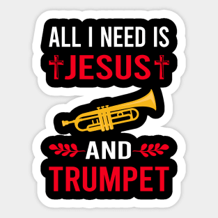 I Need Jesus And Trumpet Sticker